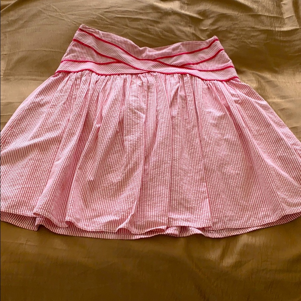 Red and white striped flare skirt